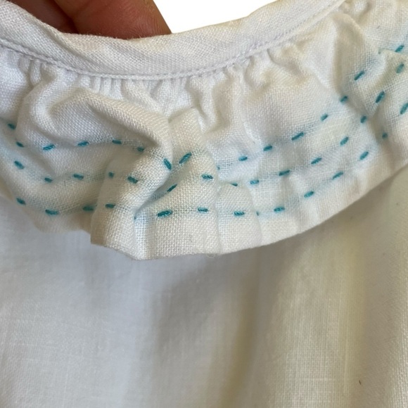 Janie And Jack 100% Linen Pickstitched Ruffled Dress White Party Summer 6-12 mo - Picture 15 of 15